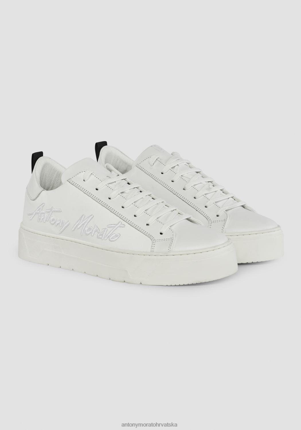 obuća Antony Morato široke niske tenisice od 100% kože s logotipom sa strane bijela muškarci L2H4F315