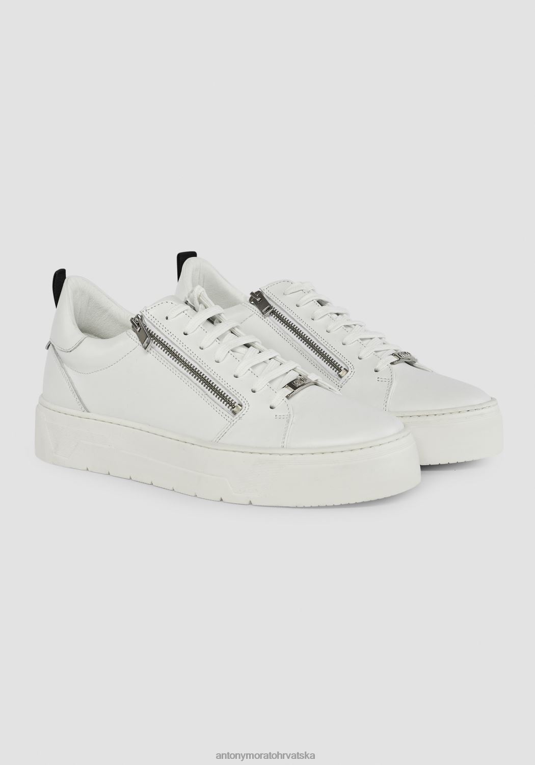 obuća Antony Morato kožne tenisice s patentnim zatvaračem s metalnim patentnim zatvaračem bijela muškarci L2H4F303