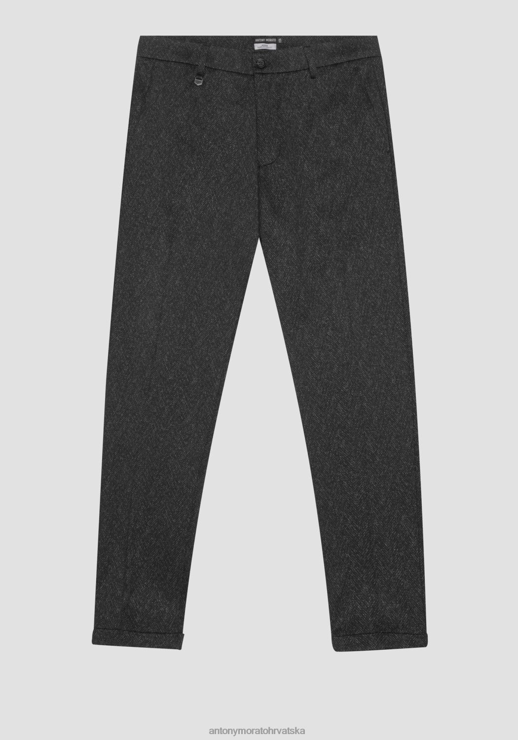odjeća Antony Morato ashe super uske hlače od rastezljive mješavine viskoze s uzorkom riblje kosti crno muškarci L2H4F221