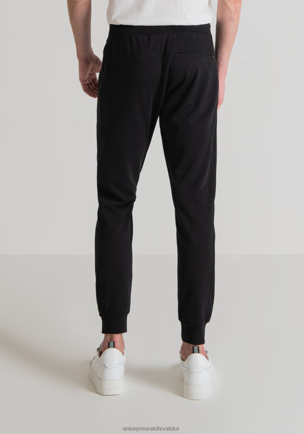 odjeća Antony Morato super-tanke hlače od mješavine pamuka s uzicom crno muškarci L2H4F239