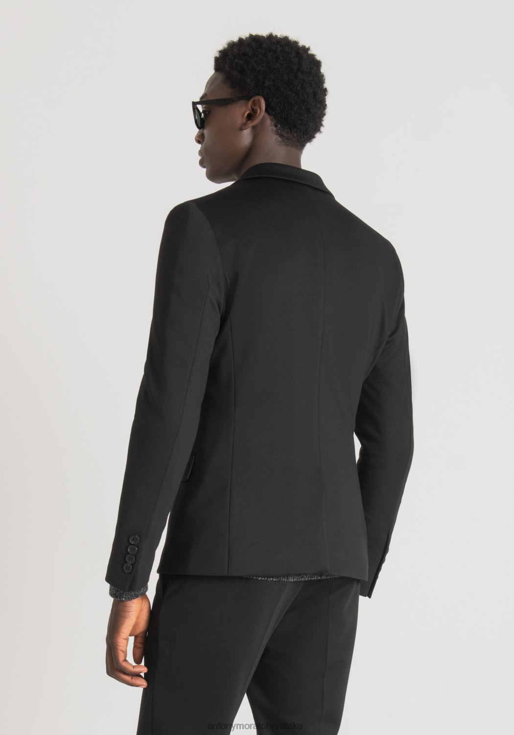 odjeća Antony Morato ashe super slim fit jakna od jednobojne rastezljive mješavine viskoze crno muškarci L2H4F30