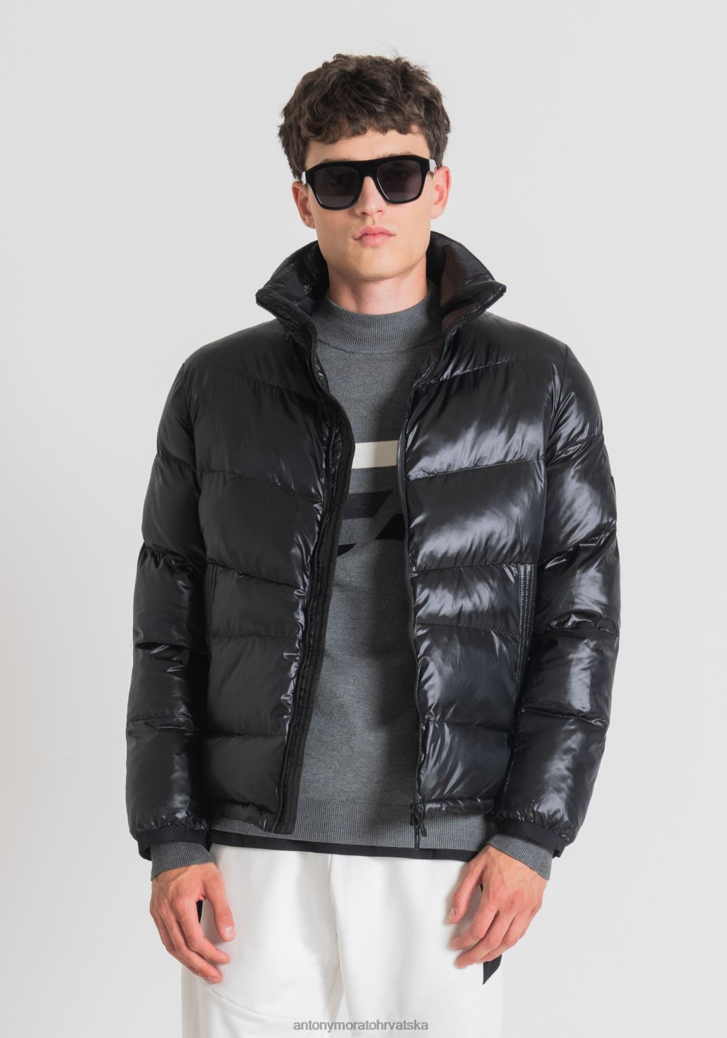 odjeća Antony Morato jakna običnog kroja s ekološki održivom podstavom s efektom prelijevanja crno muškarci L2H4F15