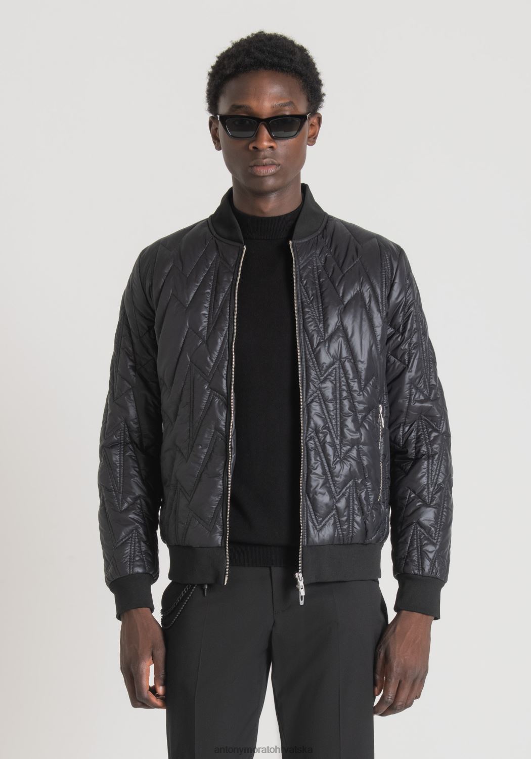 odjeća Antony Morato jakna regularnog kroja s geometrijskim dizajnom i podstavom sorona aura crno muškarci L2H4F5