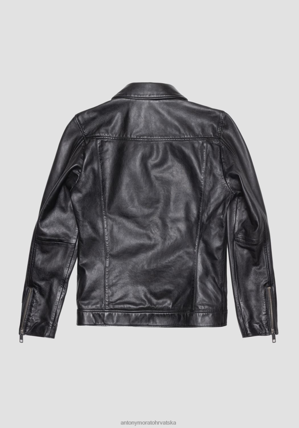 odjeća Antony Morato pripijena jakna od prave kože s ovratnikom košulje crno muškarci L2H4F1
