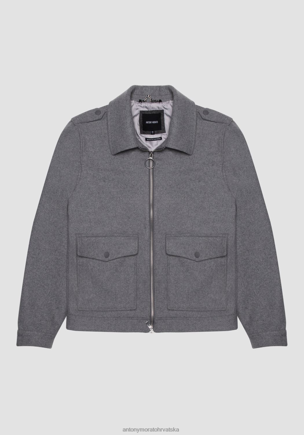 odjeća Antony Morato skraćeni kaput standardnog kroja od mješavine vune i kašmira srednje sivi melange muškarci L2H4F19