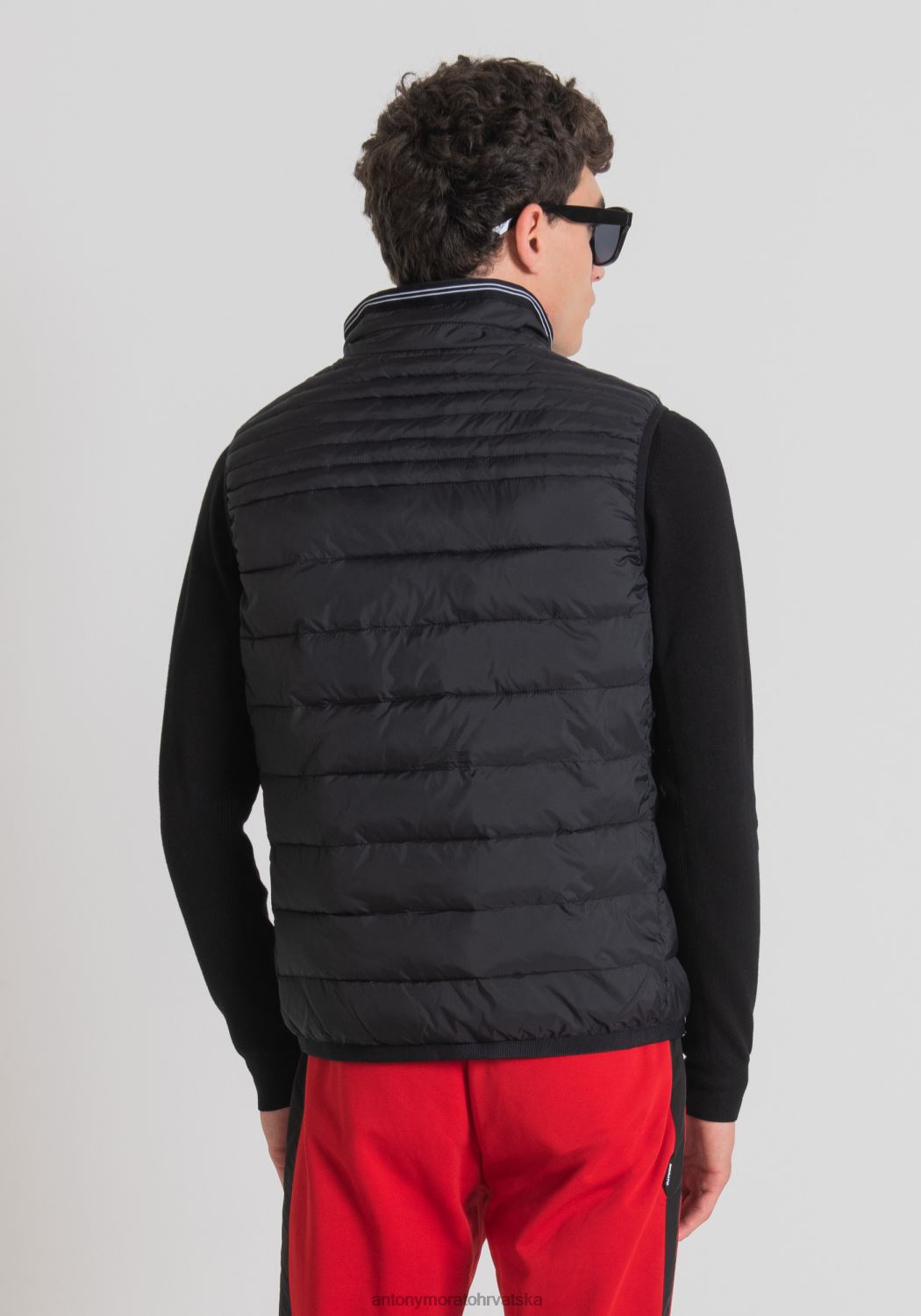 odjeća Antony Morato uska najlonska jakna bez rukava s ekološki prihvatljivom podstavom Sorona aura crno muškarci L2H4F9
