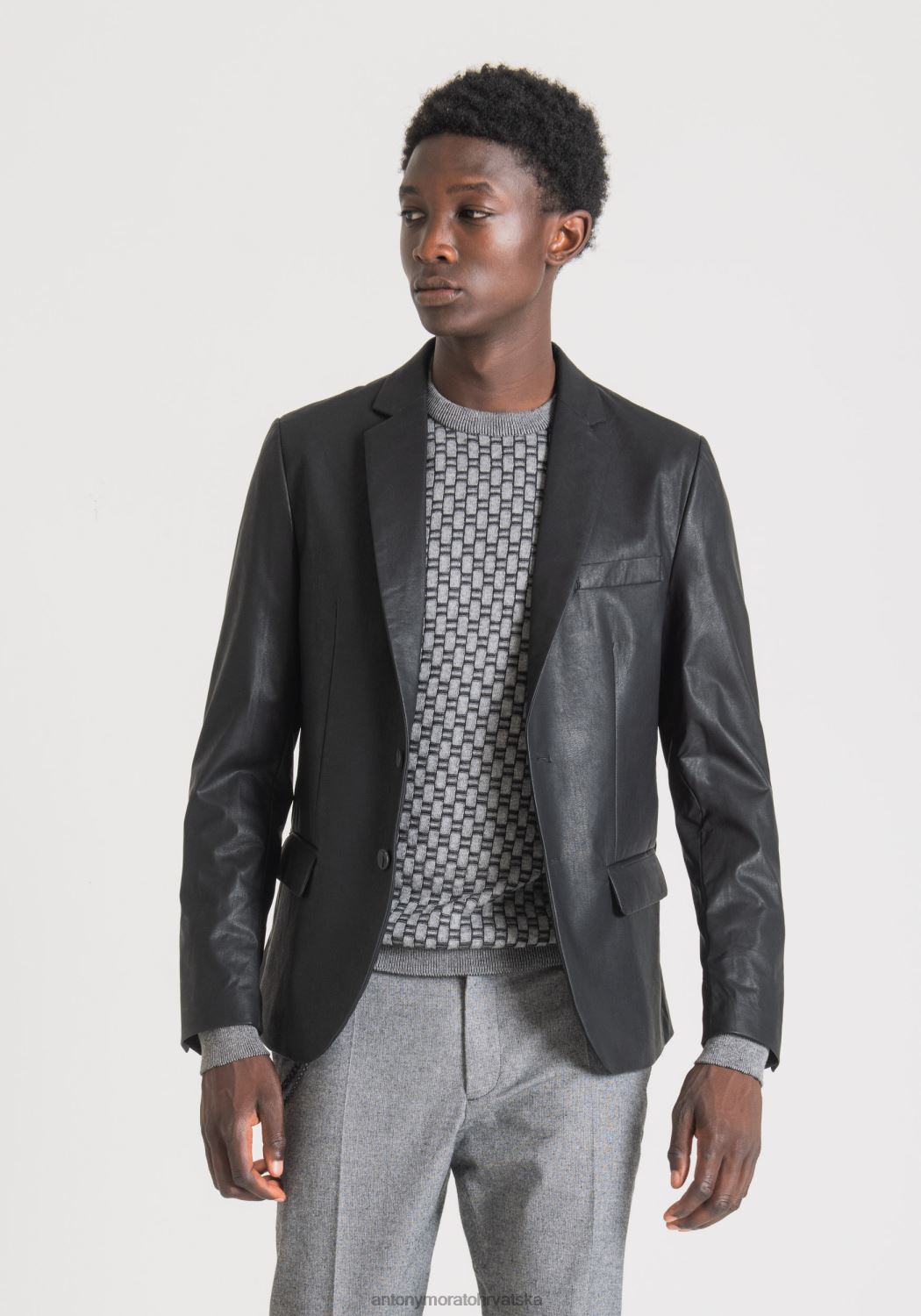 odjeća Antony Morato zelda slim fit jakna od umjetne kože crno muškarci L2H4F41