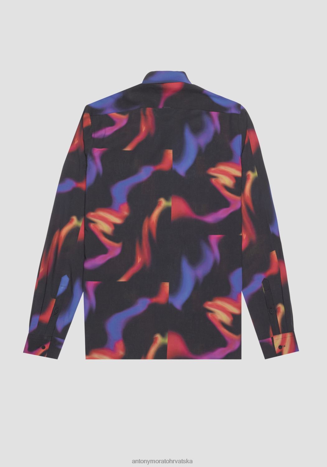 odjeća Antony Morato barcelona košulja ravnog kroja od meke tkanine od mješavine pamuka s višebojnim uzorkom crno muškarci L2H4F116