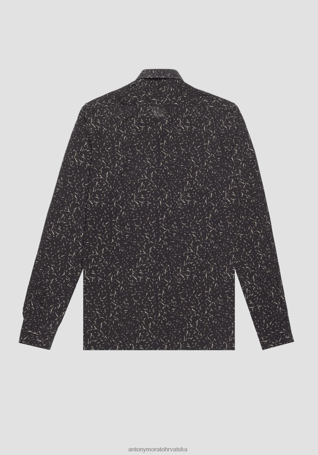 odjeća Antony Morato barcelona obična košulja ravnog kroja od mješavine pamuka s cijelim uzorkom crno muškarci L2H4F117