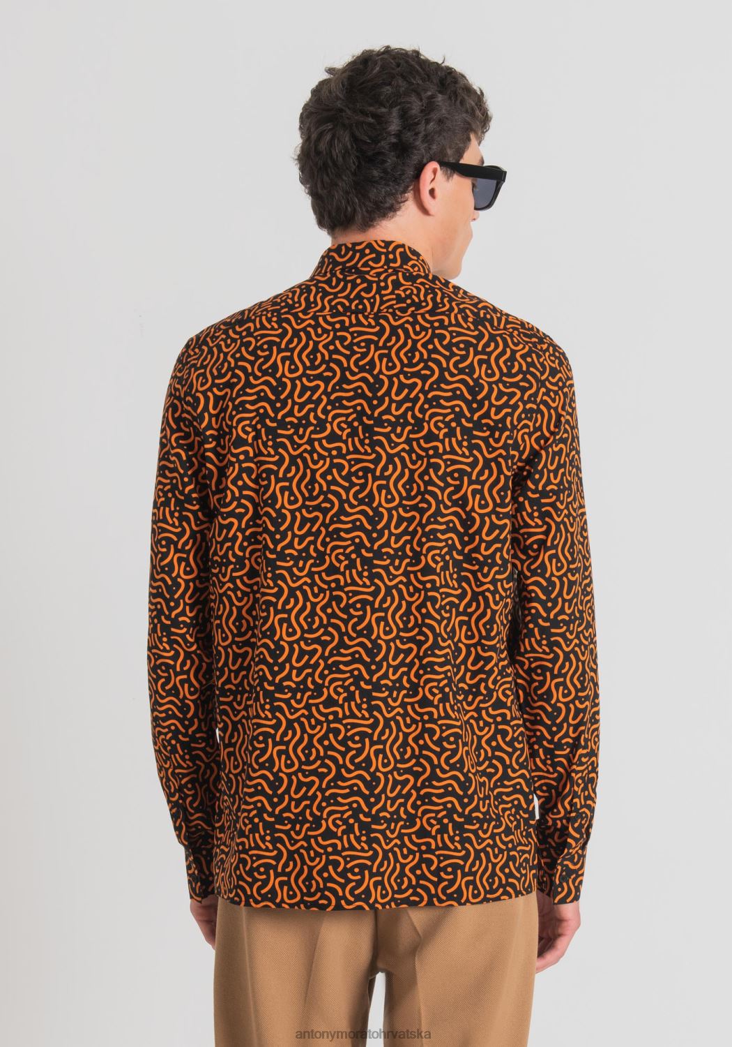 odjeća Antony Morato barcelona obična košulja ravnog kroja od tiskane tkanine od mješavine pamuka crno muškarci L2H4F128