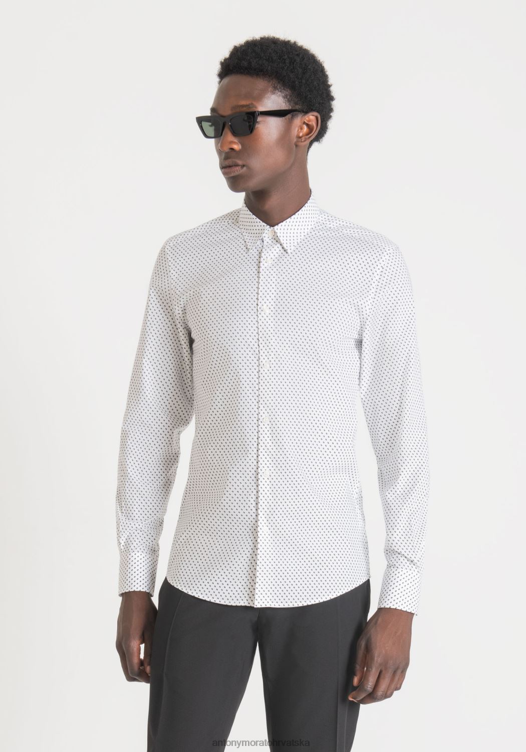 odjeća Antony Morato napoli uska košulja od čistog pamuka s printom bijela muškarci L2H4F113