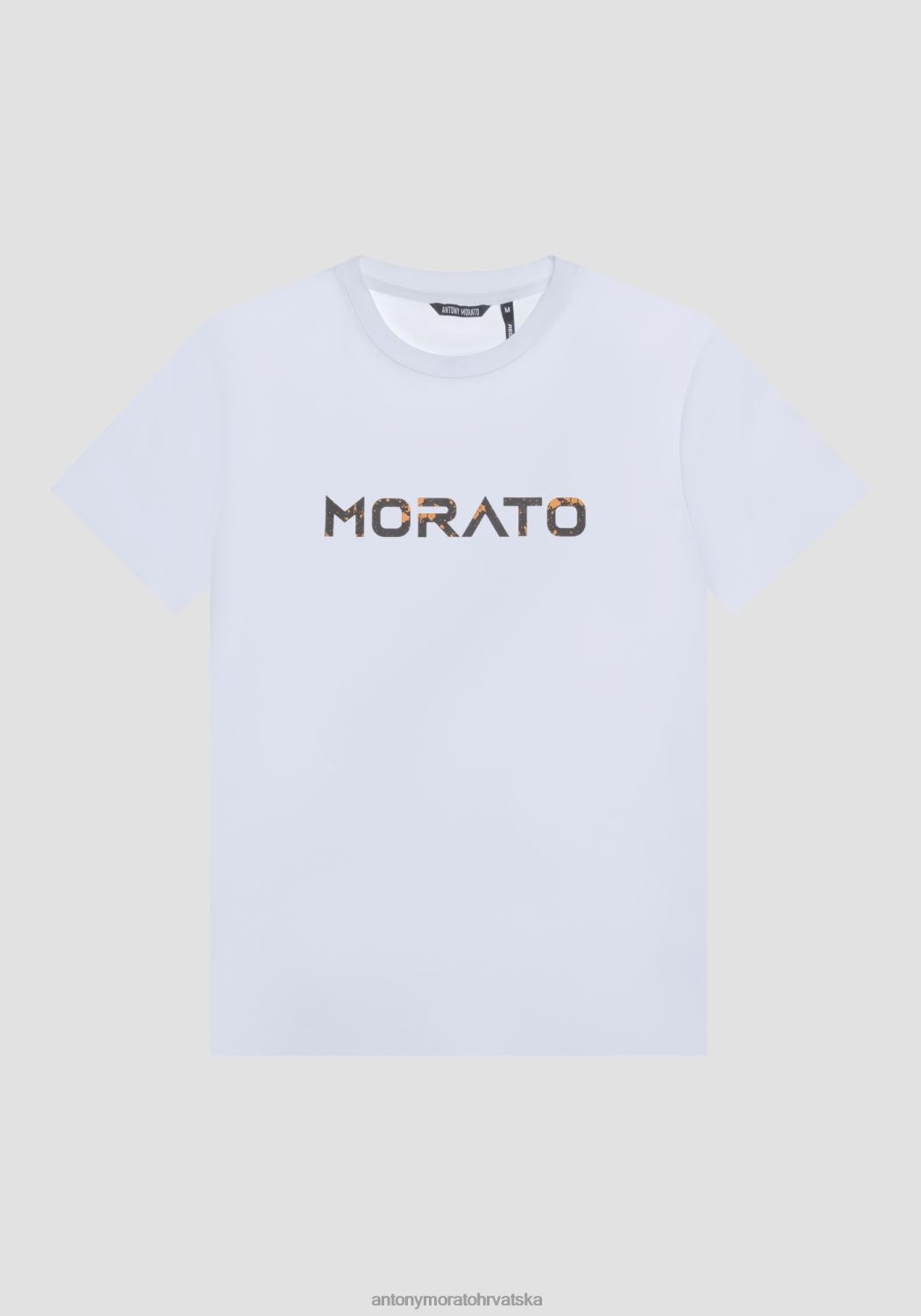 odjeća Antony Morato majica običnog kroja od čistog pamuka s gumiranim printom logotipa krema muškarci L2H4F149