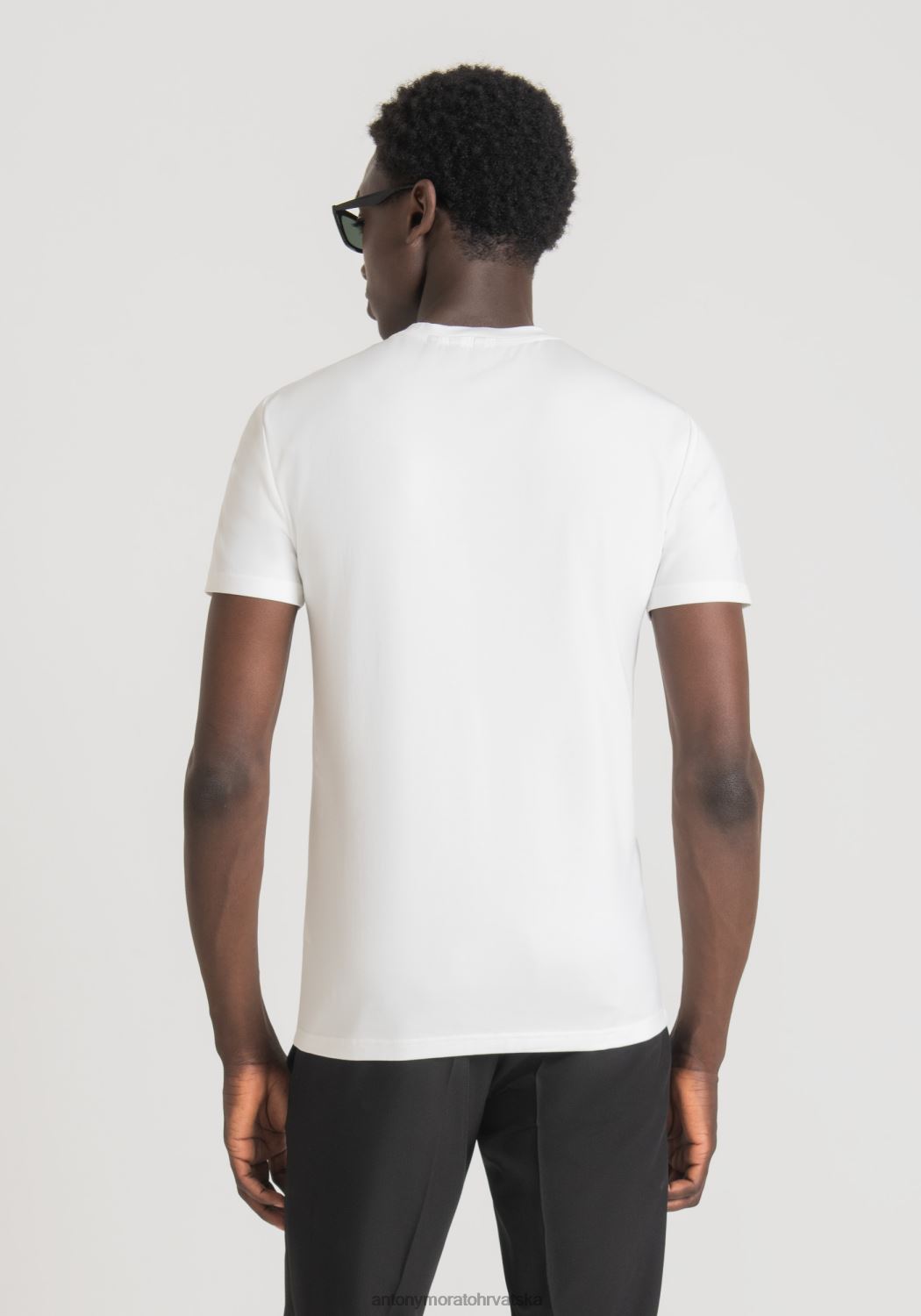 odjeća Antony Morato super tanka majica kratkih rukava od rastezljivog pamuka s printom logotipa bijela muškarci L2H4F143