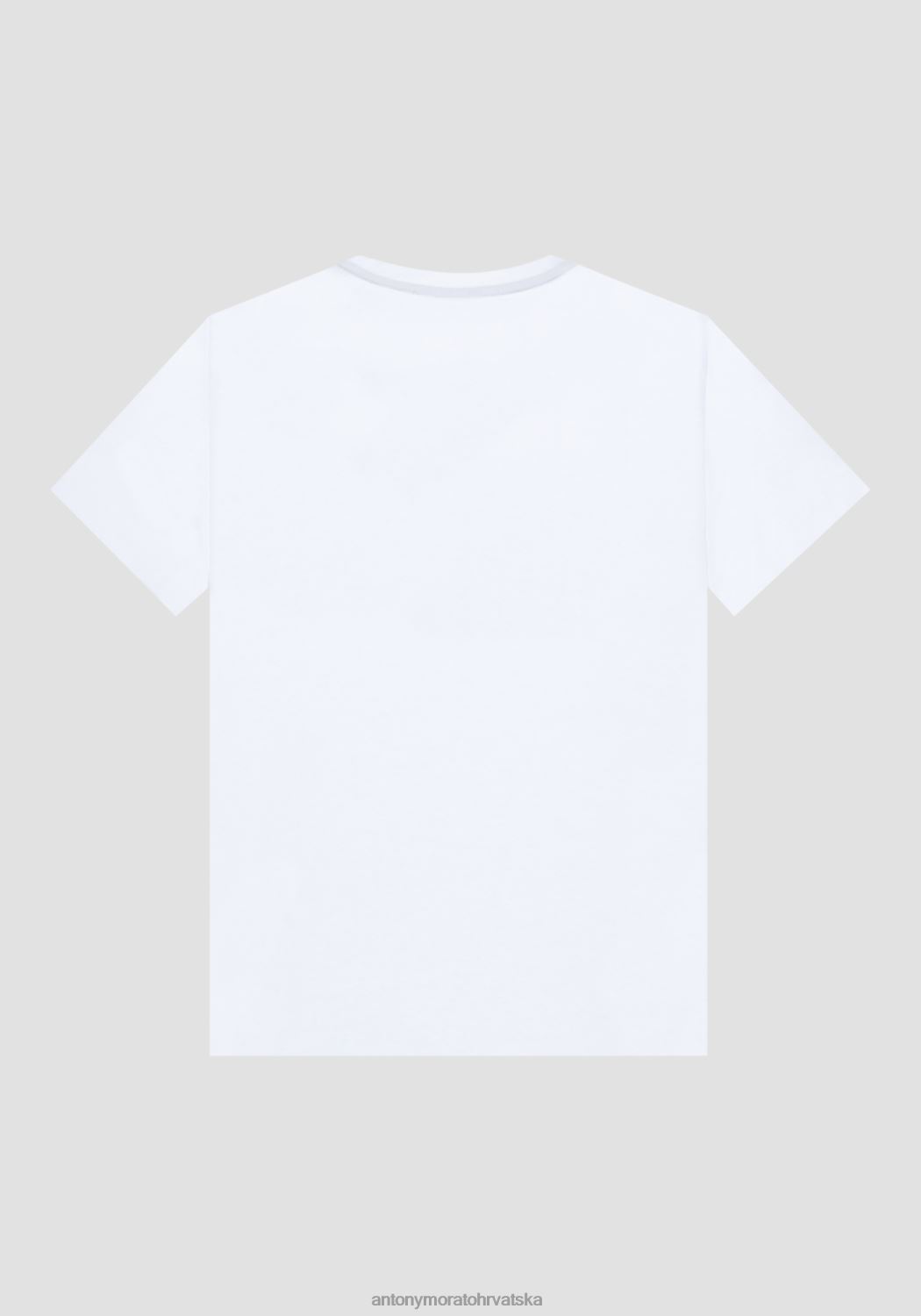 odjeća Antony Morato super tanka majica kratkih rukava od rastezljivog pamuka s utisnutim logom bijela muškarci L2H4F191