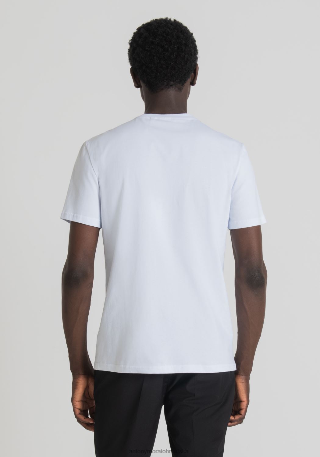 odjeća Antony Morato uska majica kratkih rukava od 100% pamuka s printom logotipa bijela muškarci L2H4F163