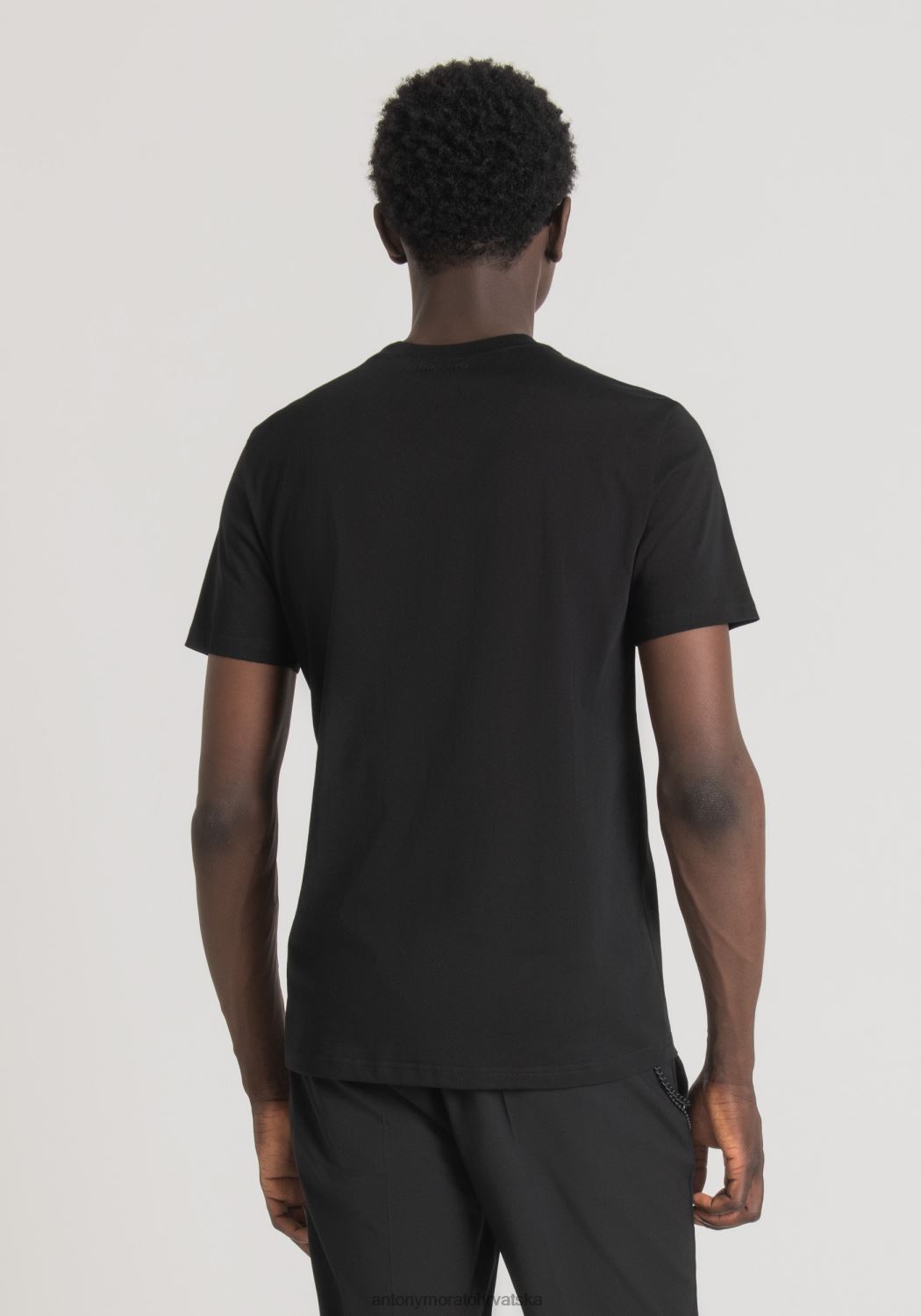 odjeća Antony Morato uska majica kratkih rukava od pamuka sa sjenovitim printom tigra crno muškarci L2H4F162