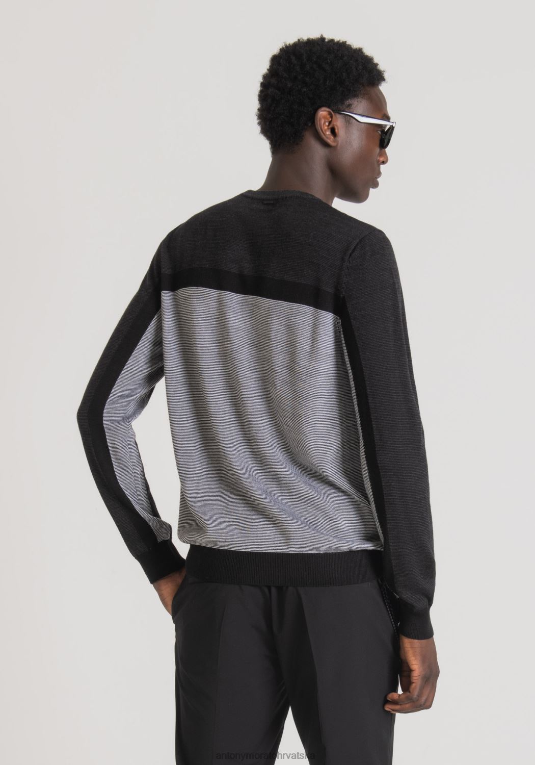 odjeća Antony Morato trenirka uobičajenog kroja od mješavine vune s prugastim jacquard uzorkom bijela muškarci L2H4F83