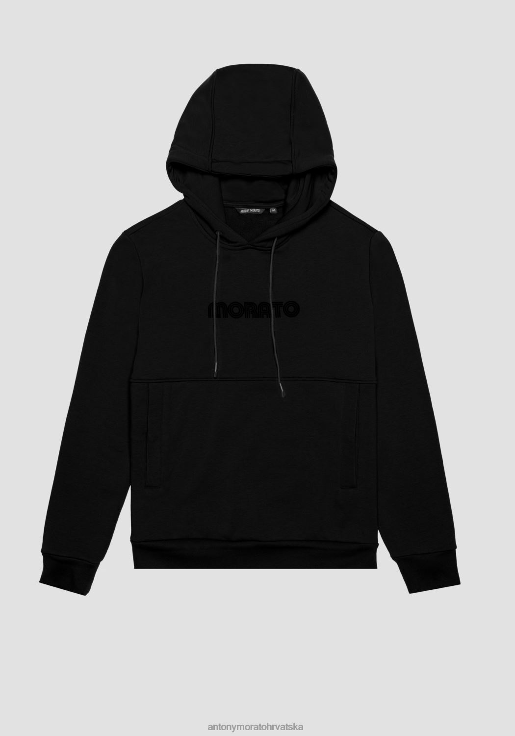 odjeća Antony Morato trenirka regularnog kroja od mješavine pamuka s kapuljačom i klokani džepom crno muškarci L2H4F70