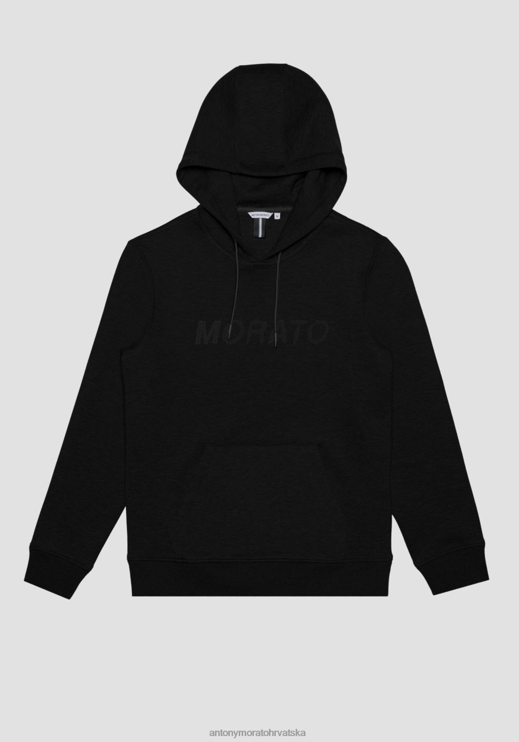 odjeća Antony Morato trenirka uobičajenog kroja od tkanine od mješavine viskoze s maksi logotipom s gumiranim efektom crno muškarci L2H4F59