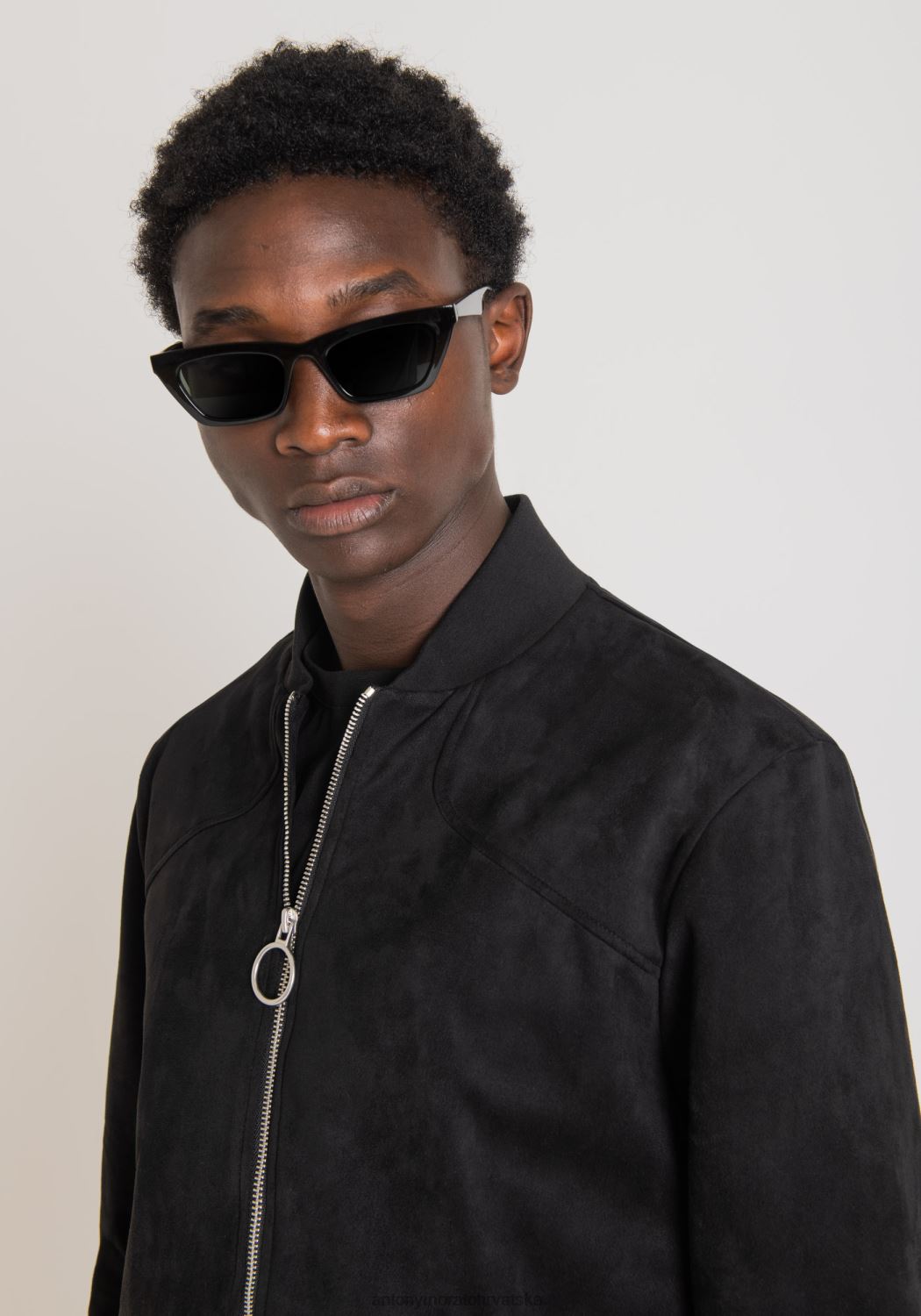 odjeća Antony Morato trenirka uskog kroja od rastezljive tkanine s efektom antilopa crno muškarci L2H4F65